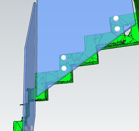 Modélisation 3D rampe d'escalier en verre 