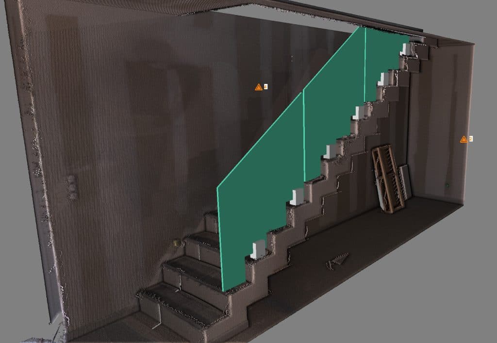 Nuage de points d'escalier avec garde corps
